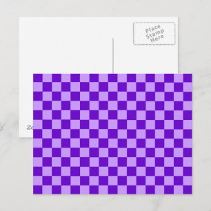 Cartão Postal Checkerboard de combinação roxa por ShirleyTaylo