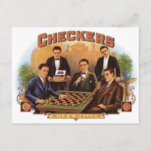 Cartão Postal Checkers Suave e Mellow Charutos Vintage Label Art