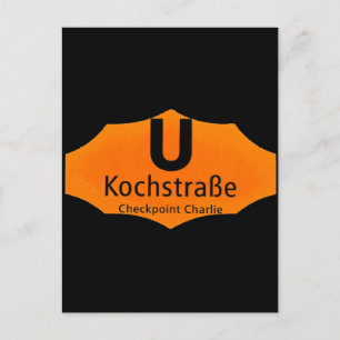 Cartão Postal Checkpoint Charlie, Kochstrabe, UBahn, Orange/Blk