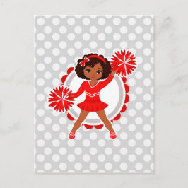 Cartão Postal Cheerleader - Alegre Americano Vermelho e Bonito