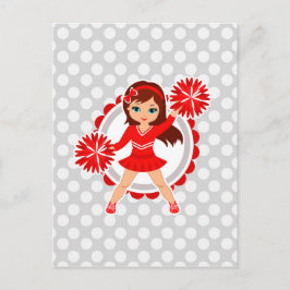Cartão Postal Cheerleader - Alegre Vermelho Bruto