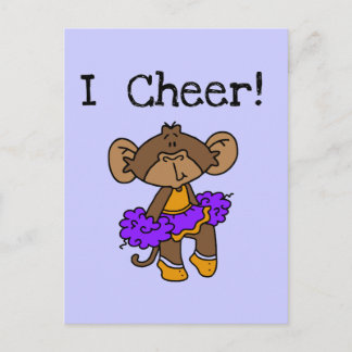 Cartão Postal Cheerleader de macaco Dourado e roxo