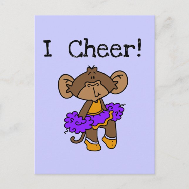 Cartão Postal Cheerleader de macaco Dourado e roxo (Frente)