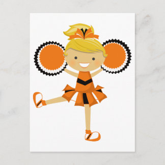 Cartão Postal Cheerleader Laranja, Preto e Branco