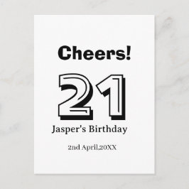 Cartão Postal Cheers 21 birthday bold letter name boy man gifts 