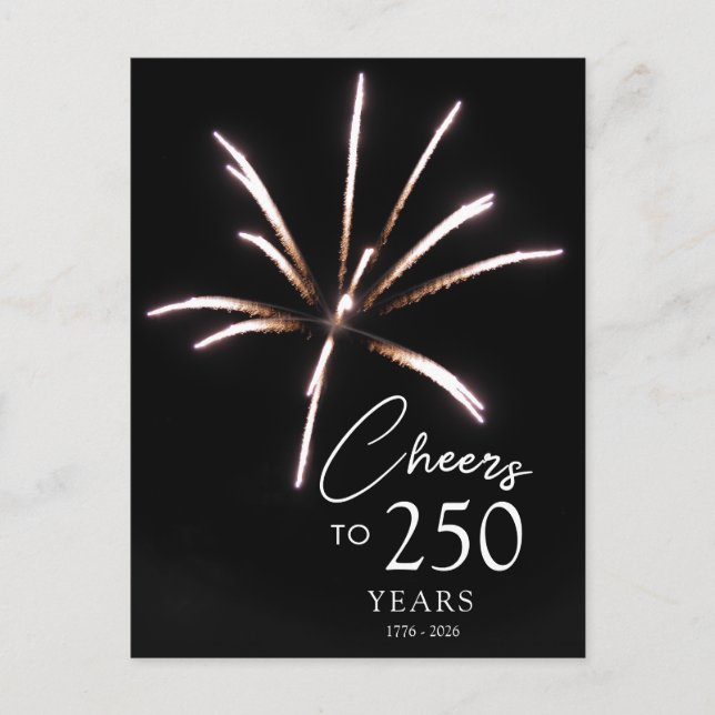 Cartão Postal Cheers to 250 Years Sestercentennial 4th of July (Frente)