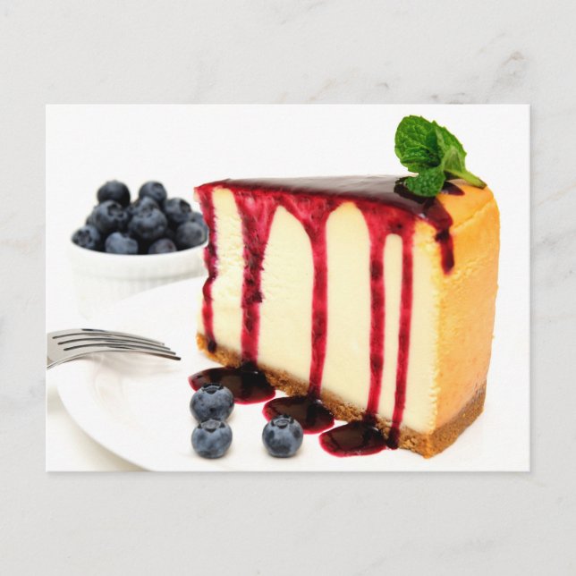 Cartão Postal Cheesecake E Mirtilos (Frente)