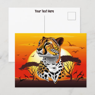 Cartão Postal Cheetah African Feline Wild Animal