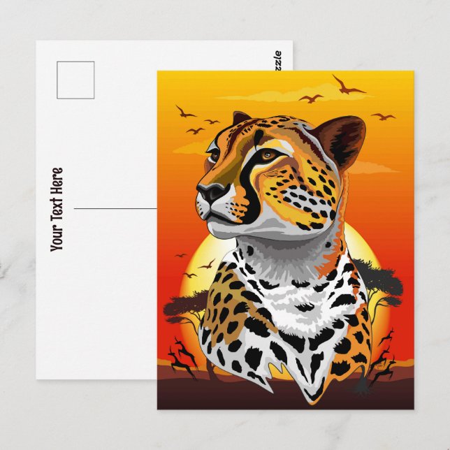 Cartão Postal Cheetah African Feline Wild Animal (Frente/Verso)