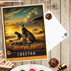Cartão Postal Cheetah Cartão-postal para animais de cunhagem f