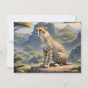 Cartão Postal Cheetah sentado