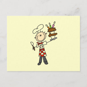 Cartão Postal Chef Com Bolo De Aniversário
