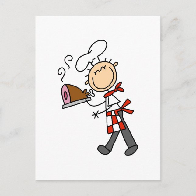 Cartão Postal Chef com Camisetas e presentes cozidos (Frente)