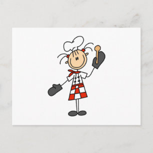 Cartão Postal Chef Feminina Com Luvas e Colher de Pau
