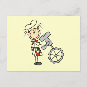 Cartão Postal Chef Feminina Usando Batedeira