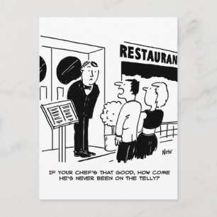 Cartão Postal Chef no Restaurante não está no Cartoon de Telev