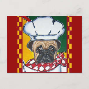 Cartão Postal Chef Pug