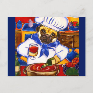 Cartão Postal Chef Pug
