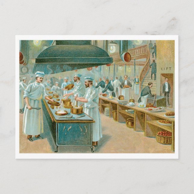 Cartão Postal Chef Restaurante Vintage Comida e Arte (Frente)