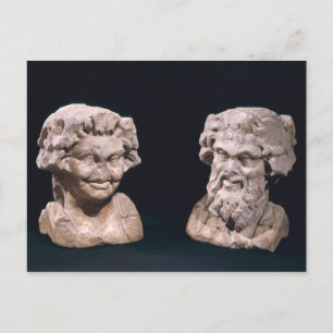 Cartão Postal Chefe de Baco e satyr de um pilar hermático