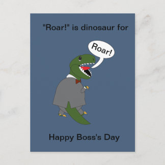 Cartão Postal Chefe Dinossauro Engraçado Dia Feliz do Chefe Pers