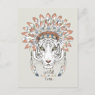 Cartão Postal Chefe Indígena Nativo Americano Tiger