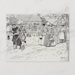 Cartão Postal Chegada das jovens em Jamestown