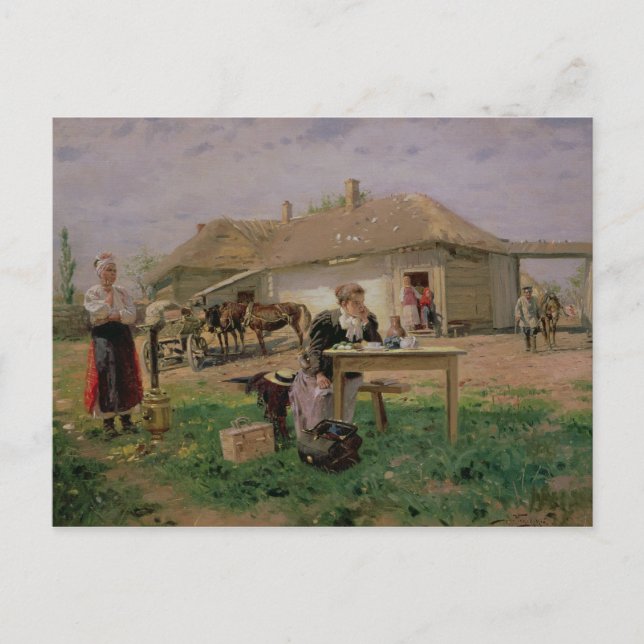 Cartão Postal Chegada de uma dona de escola (Frente)