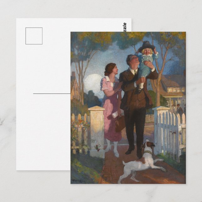 Cartão Postal Chegando a casa, depois do trabalho do dia, de N.  (Frente/Verso)