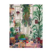 Cheio de Plantas na Sala de Estar do Boho