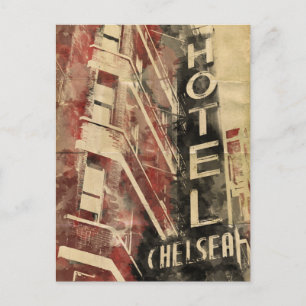 Cartão Postal Chelsea Hotel Vintage Watercolor Postcard