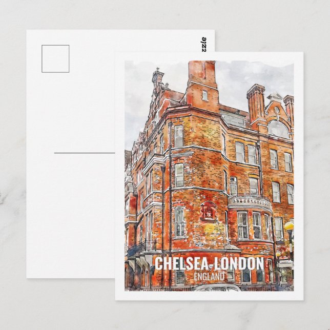 Cartão Postal Chelsea London England Viagem Place Watercolor (Frente/Verso)