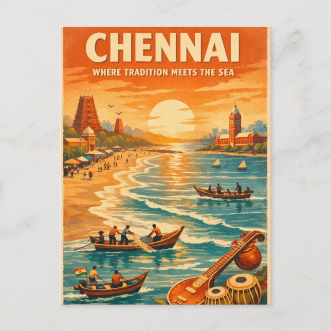 Cartão Postal Chennai, Índia, em um clássico retrô (Frente)