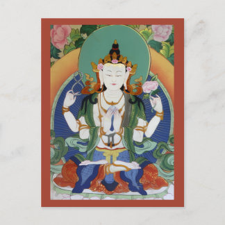 Cartão Postal Chenrezig Bodhisattva da Compaixão Deidade Tibetan