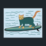 Cartão Postal Cheque Meowt! Surfer Tabby Cat PERSONALIZAR TI<br><div class="desc">VERIFIQUE MEOWT! Você já viu um gato surfando? PERSONALIZE-o adicionando seu próprio texto,  se desejar. Veja este cartão de gato engraçado e verifique meu compro para mais itens como canecas,  adesivos e muito mais. E é claro que mais coisas de gatos também.</div>