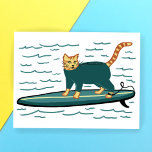 Cartão Postal Cheque Meowt! Surfer Tabby Cat PERSONALIZAR TI<br><div class="desc">VERIFIQUE MEOWT! Você já viu um gato surfando? PERSONALIZE-o adicionando seu próprio texto,  se desejar. Veja este cartão de gato engraçado e verifique meu compro para mais itens como canecas,  adesivos e muito mais. E é claro que mais coisas de gatos também.</div>