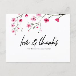Cartão Postal Cherry Blossom amor e obrigados Casamento Obrigado