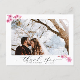 Cartão Postal Cherry Blossom Calliografia Foto de Casamento Obri