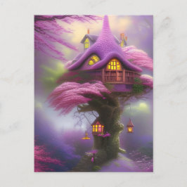 Cartão Postal Cherry Blossom Fairy House Fantasy