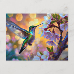 Cartão Postal Cherry Blossom Fantasy Hummingbird