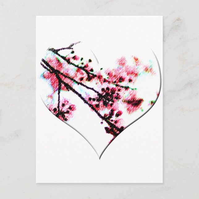 Cartão Postal Cherry Blossom Heart (Frente)