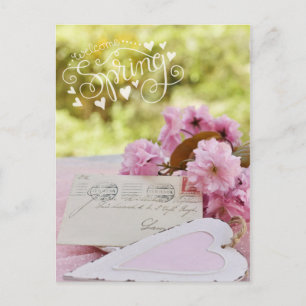 Cartão Postal Cherry Blossom Loveletter Texto Primavera