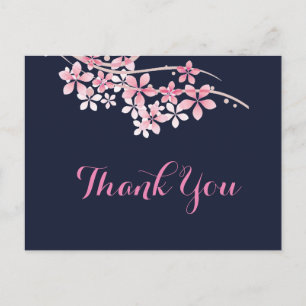 Cartão Postal Cherry Blossom Pink marinho Obrigado