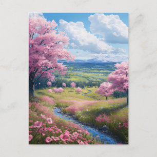 Cartão Postal Cherry Blossom Stream