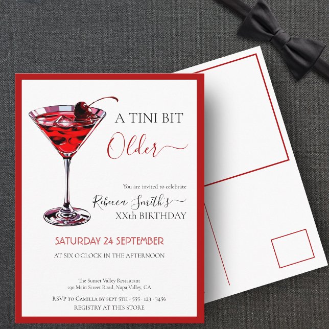 Cartão Postal Cherry cocktail A tini bit Older, budget birthday (Criador carregado)