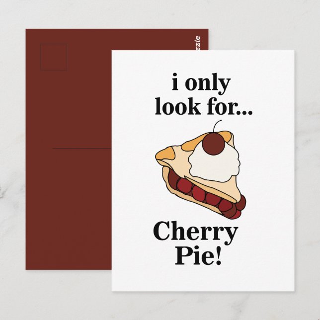Cartão Postal Cherry Pie Sweet Funny (Frente/Verso)