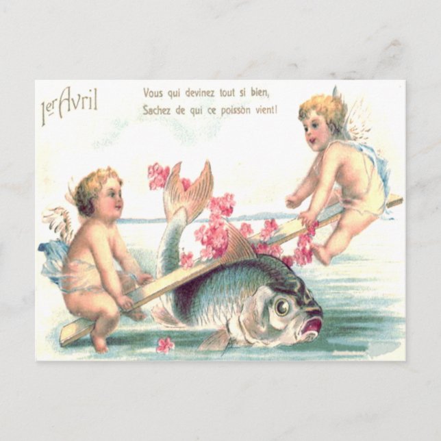 Cartão Postal Cherub Angel See Saw Fish (Frente)