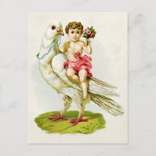 Cartão Postal Cherub com Rosas cavalgando uma porta