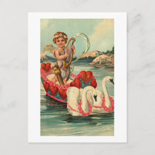 Cartão Postal Cherub com Swan Boat