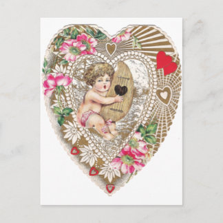 Cartão Postal Cherub Fazendo Ilustração Harp